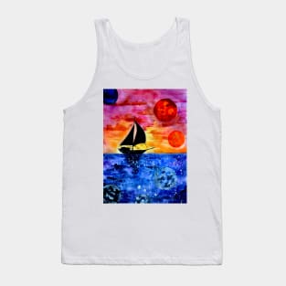 Galaxy Star Sailing Boat Tank Top